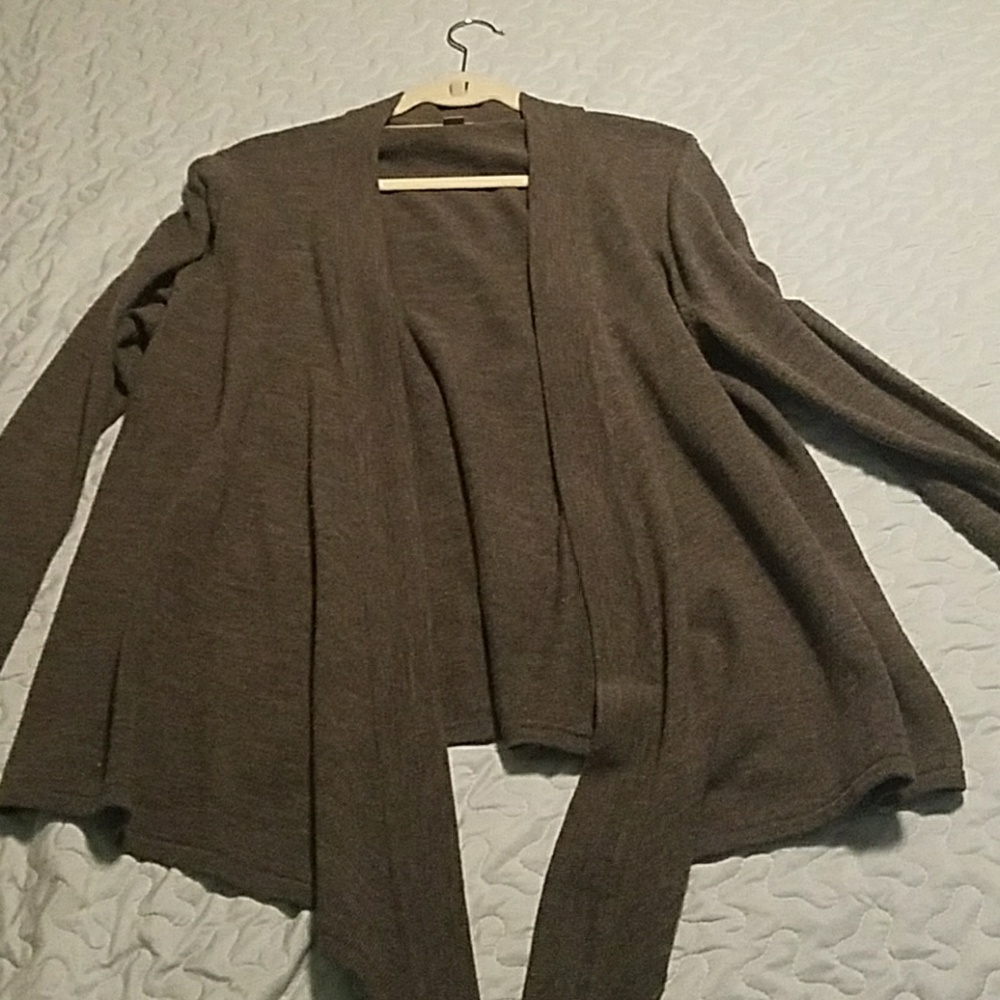 Gray Open Front Sweater Cardigan XL